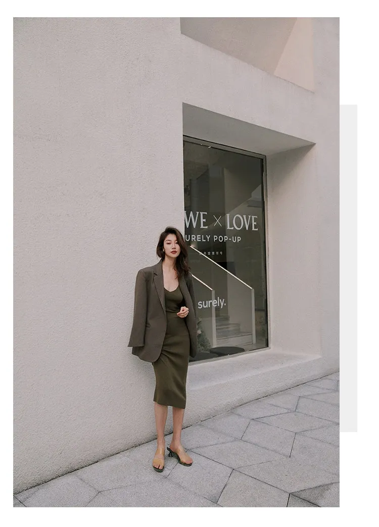 ROSEBANKS Grace Deep Olive Knitted Dress