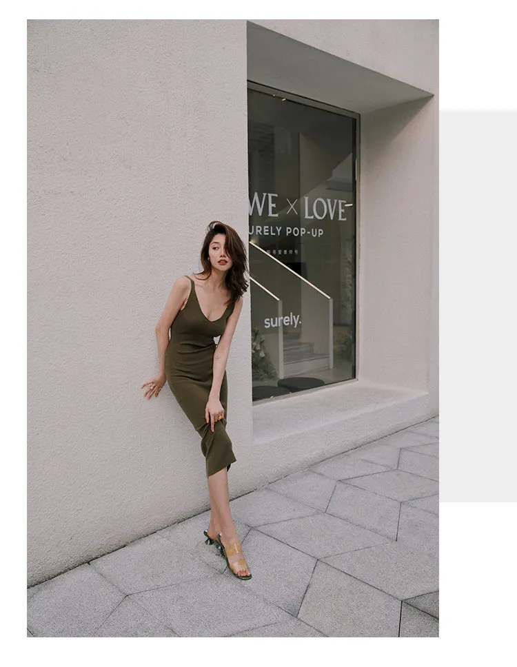 ROSEBANKS Grace Deep Olive Knitted Dress
