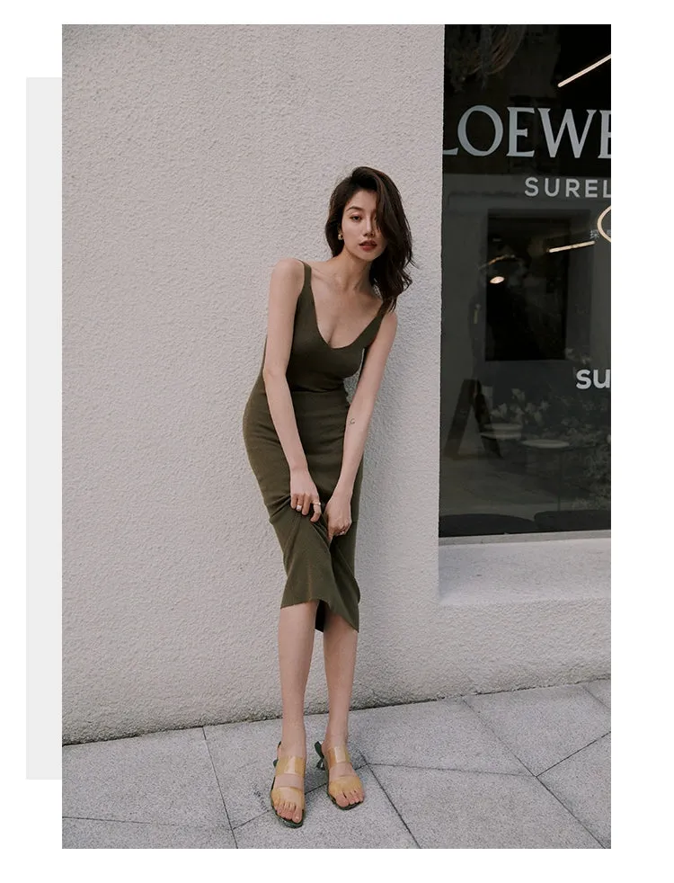 ROSEBANKS Grace Deep Olive Knitted Dress
