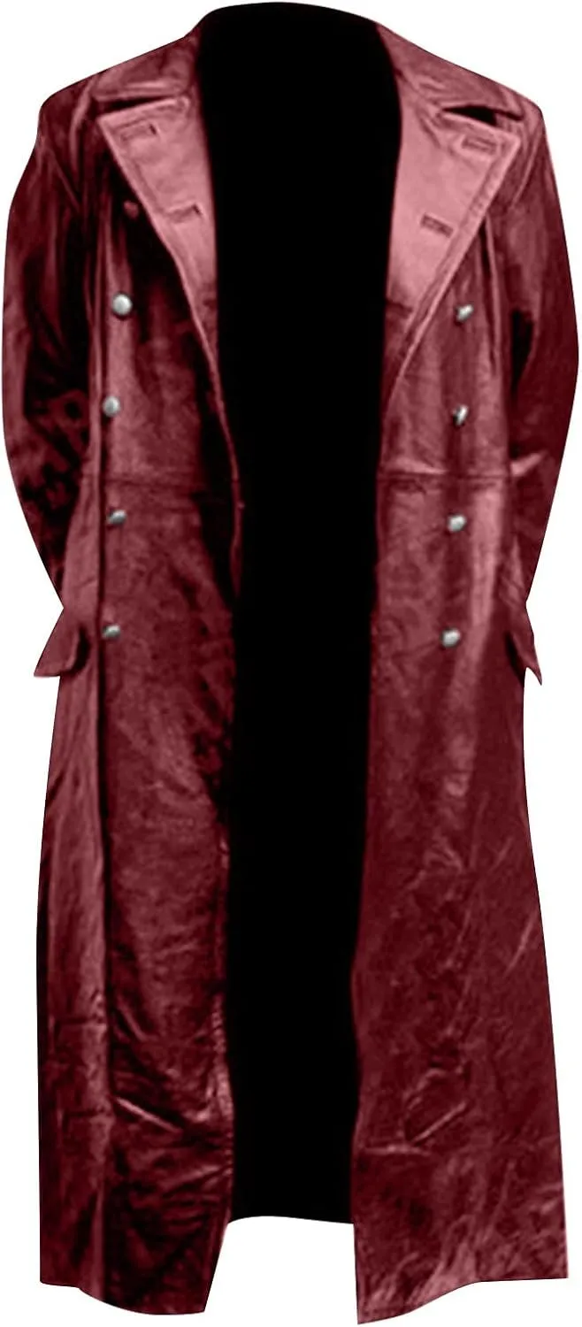 RTRDE Men's Winter Coats Trench Notched Collar Long Jacket Overcoat Double Breasted Pea Wih Pockets Coats, M-5XL
