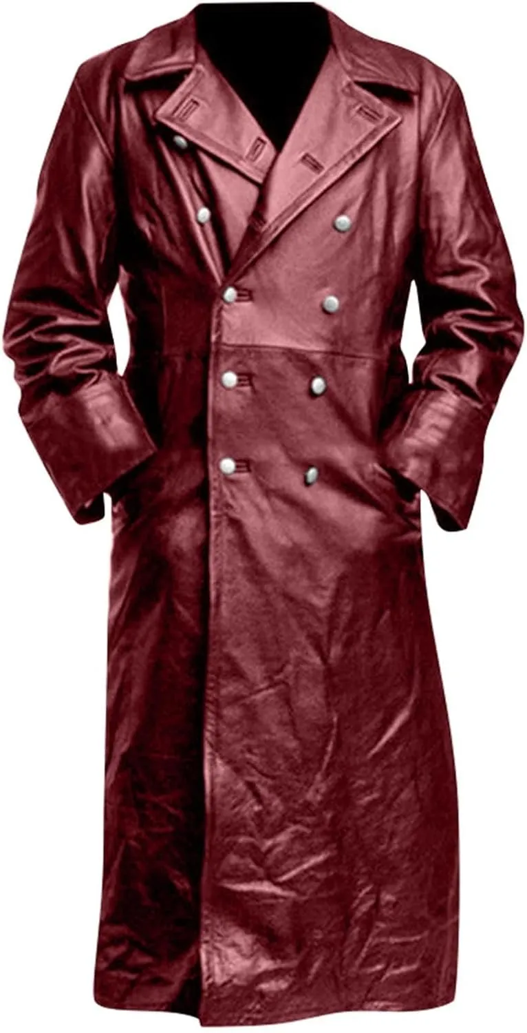 RTRDE Men's Winter Coats Trench Notched Collar Long Jacket Overcoat Double Breasted Pea Wih Pockets Coats, M-5XL