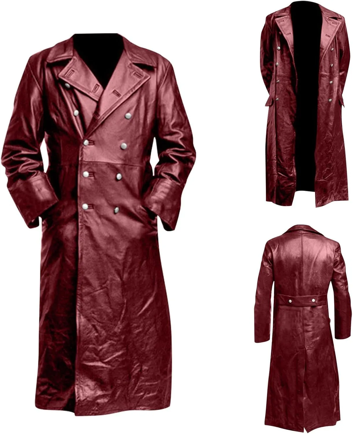 RTRDE Men's Winter Coats Trench Notched Collar Long Jacket Overcoat Double Breasted Pea Wih Pockets Coats, M-5XL