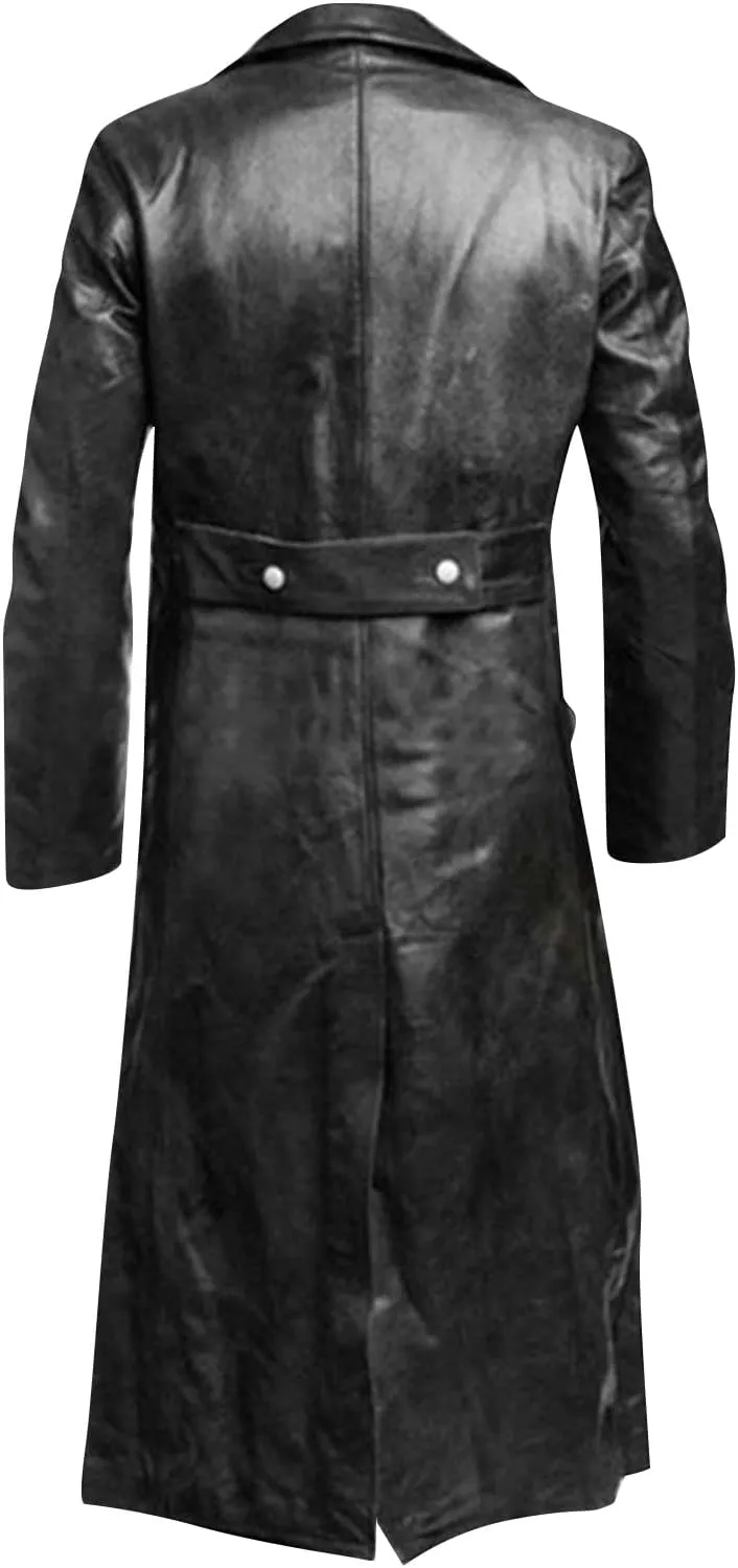 RTRDE Men's Winter Coats Trench Notched Collar Long Jacket Overcoat Double Breasted Pea Wih Pockets Coats, M-5XL