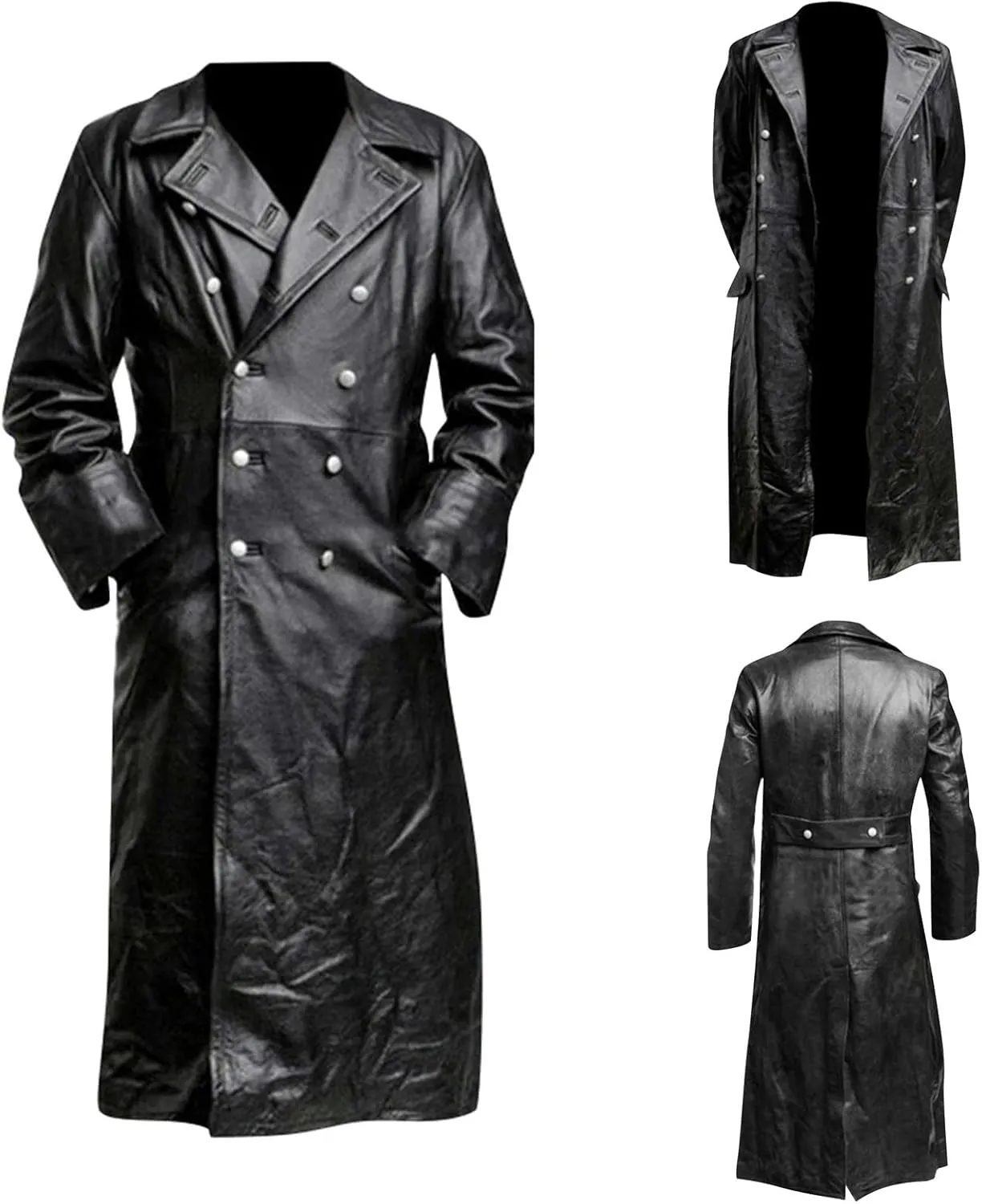 RTRDE Men's Winter Coats Trench Notched Collar Long Jacket Overcoat Double Breasted Pea Wih Pockets Coats, M-5XL