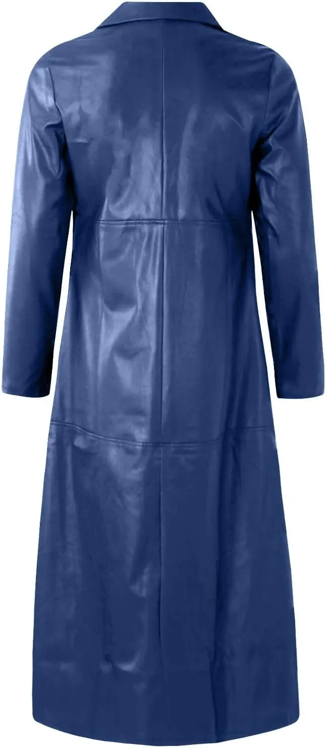RTRDE Men's Winter Coats Trench Notched Collar Long Jacket Overcoat Double Breasted Pea Wih Pockets Coats, M-5XL