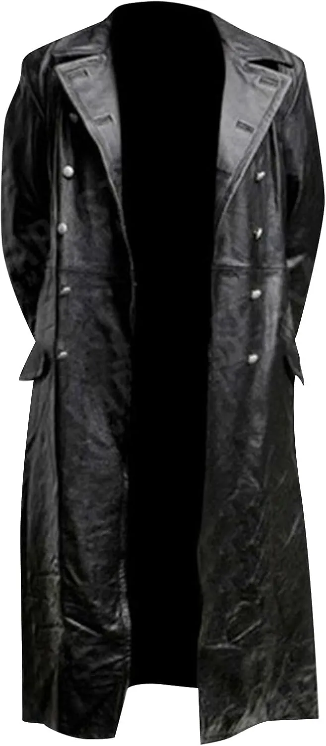 RTRDE Men's Winter Coats Trench Notched Collar Long Jacket Overcoat Double Breasted Pea Wih Pockets Coats, M-5XL