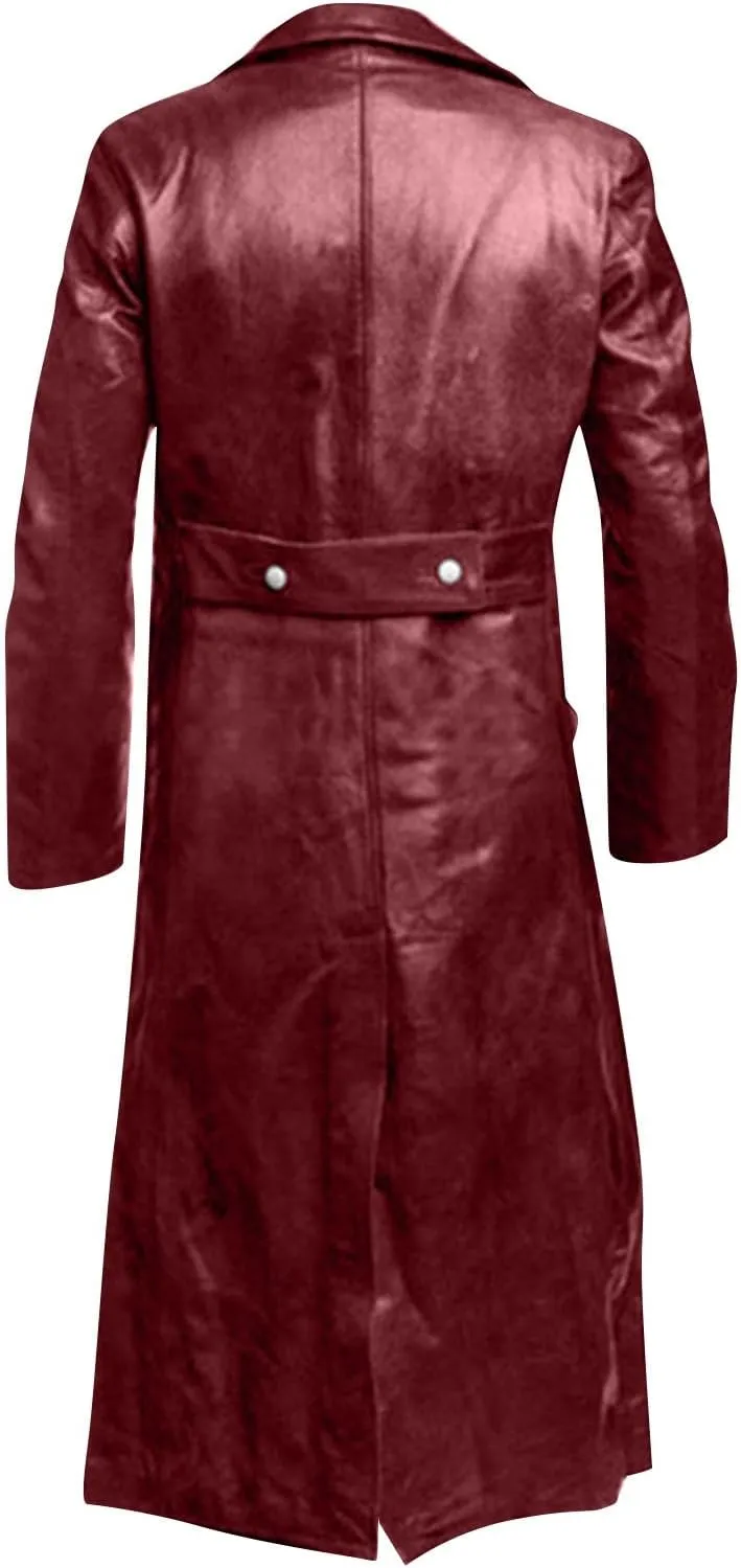 RTRDE Men's Winter Coats Trench Notched Collar Long Jacket Overcoat Double Breasted Pea Wih Pockets Coats, M-5XL
