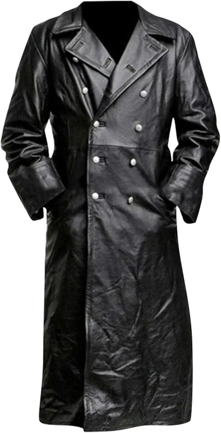 RTRDE Men's Winter Coats Trench Notched Collar Long Jacket Overcoat Double Breasted Pea Wih Pockets Coats, M-5XL