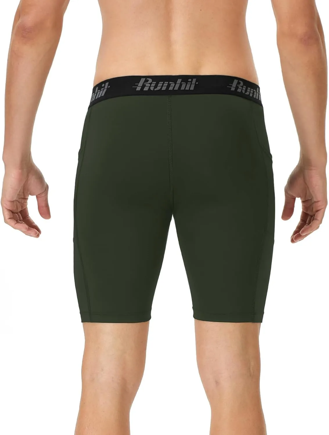 Runhit 2 Pack Mens Compression Shorts with Pocket, Spandex Athletic Workout Shorts, Performance Underwear for Running