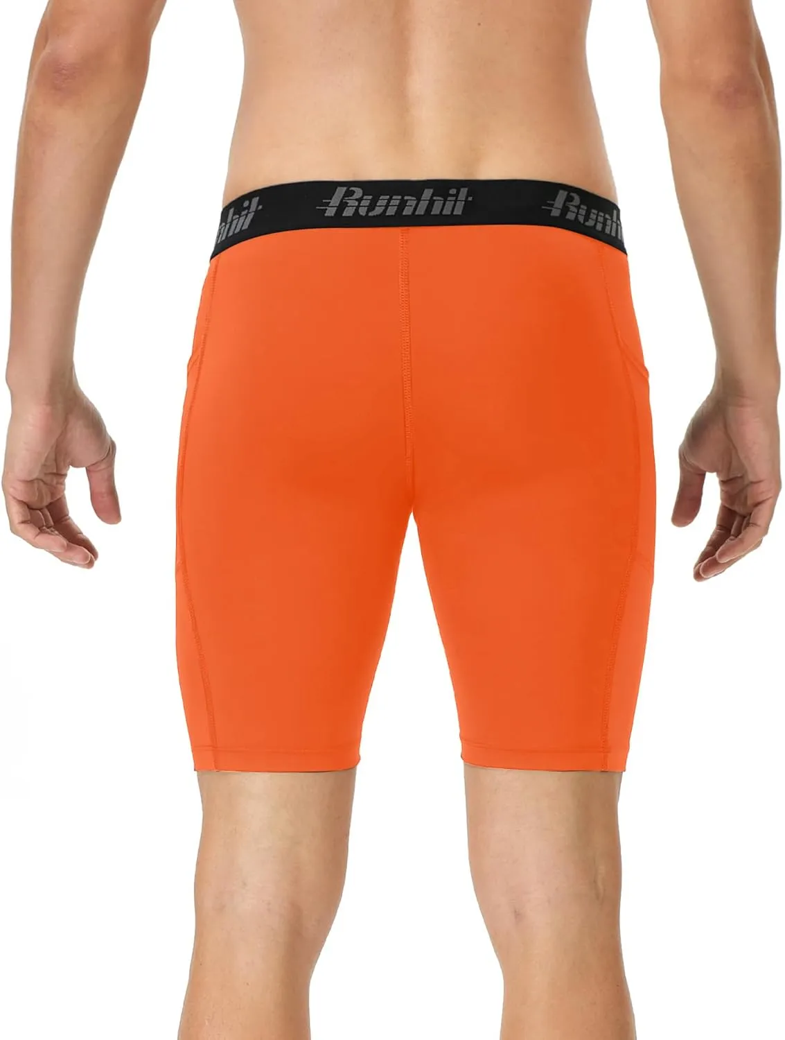 Runhit 2 Pack Mens Compression Shorts with Pocket, Spandex Athletic Workout Shorts, Performance Underwear for Running