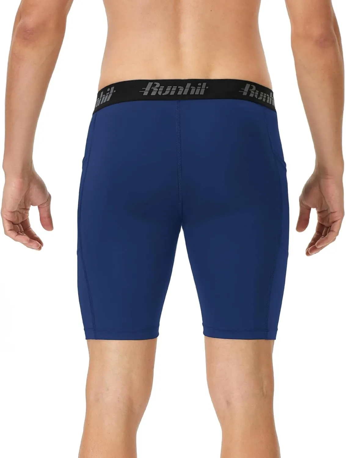 Runhit 2 Pack Mens Compression Shorts with Pocket, Spandex Athletic Workout Shorts, Performance Underwear for Running