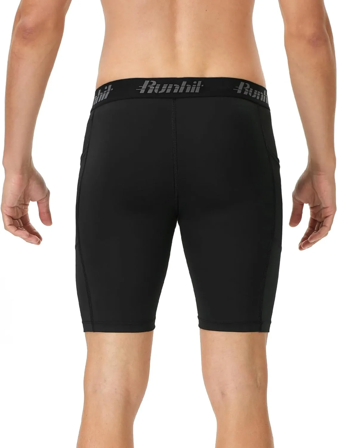 Runhit 2 Pack Mens Compression Shorts with Pocket, Spandex Athletic Workout Shorts, Performance Underwear for Running