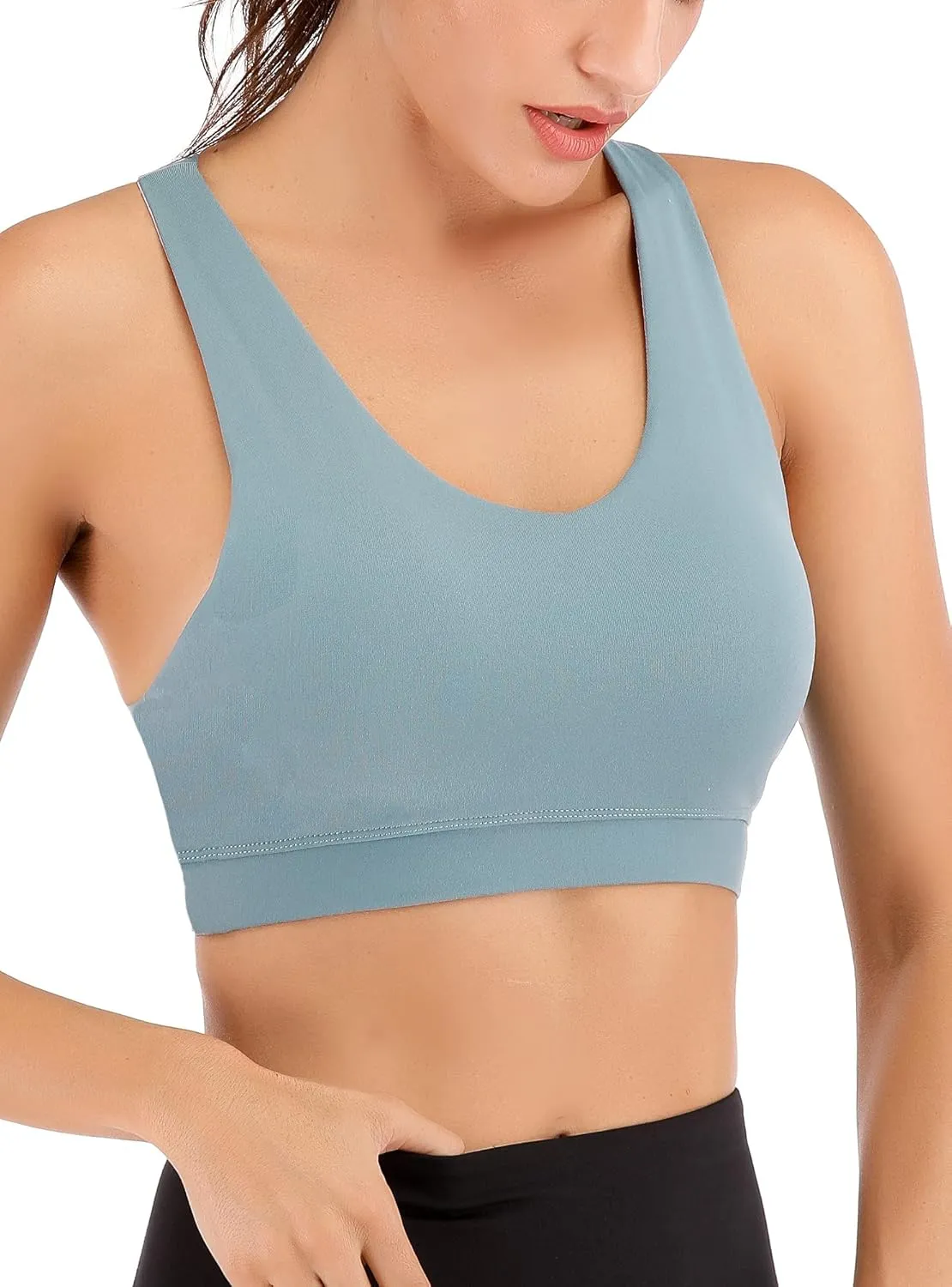 RUNNING GIRL Sports Bra for Women, Criss-Cross Back Padded Strappy Sports Bras Medium Support Yoga Bra with Removable Cups