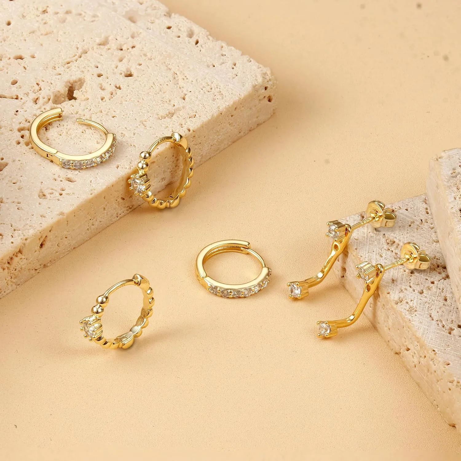 S925 Sterling Silver Earring Sets for Multiple Piercings Hypoallergenic Earrings for Sensitive Ears Cartilage Earrings for Women Trendy Cute Dainty Earrings Stack Set