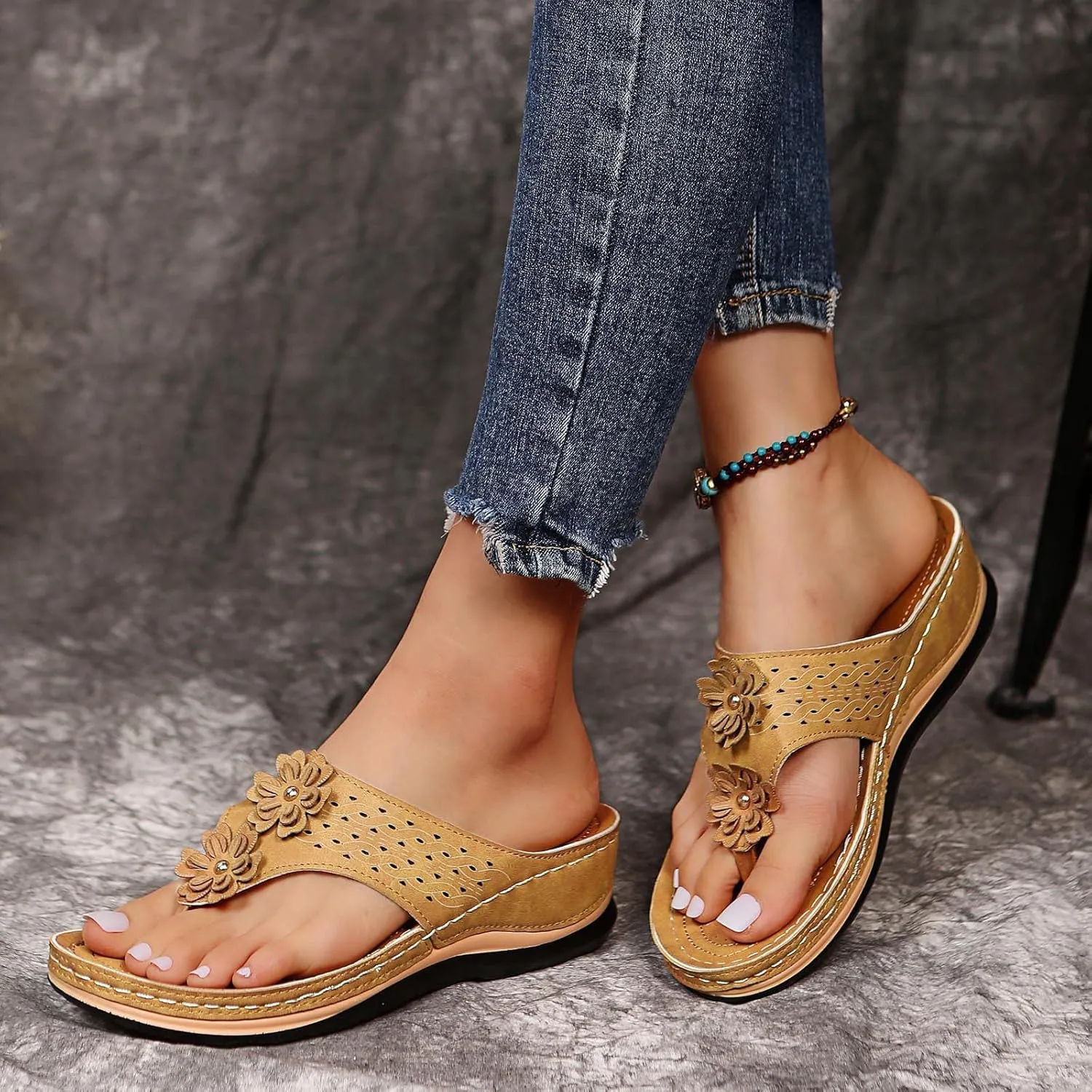 Sandals for Women Dressy Summer, Sandals with Arch Support Soft Orthotic Sandals Plantar Fasciitis Orthotic Flip Flop