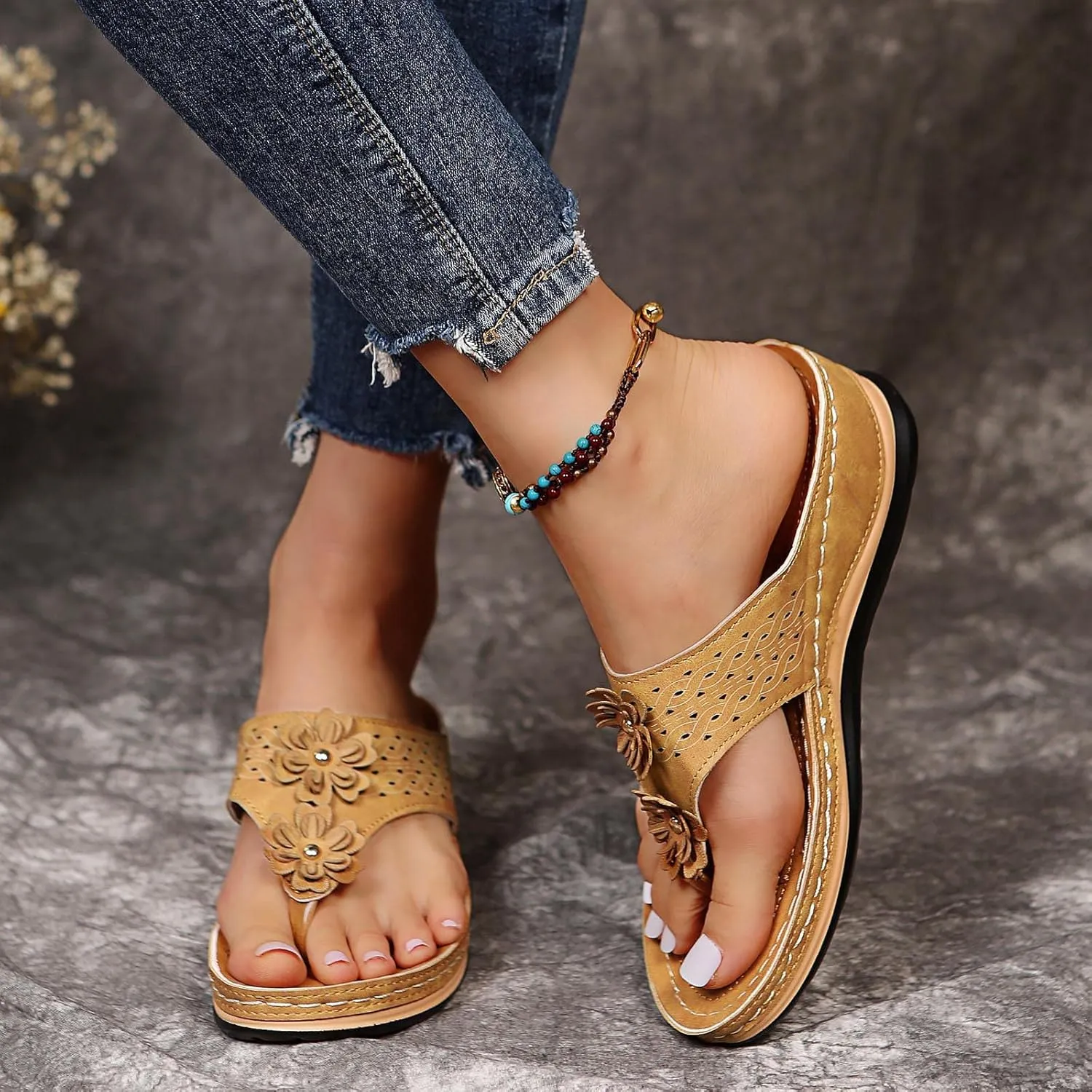 Sandals for Women Dressy Summer, Sandals with Arch Support Soft Orthotic Sandals Plantar Fasciitis Orthotic Flip Flop