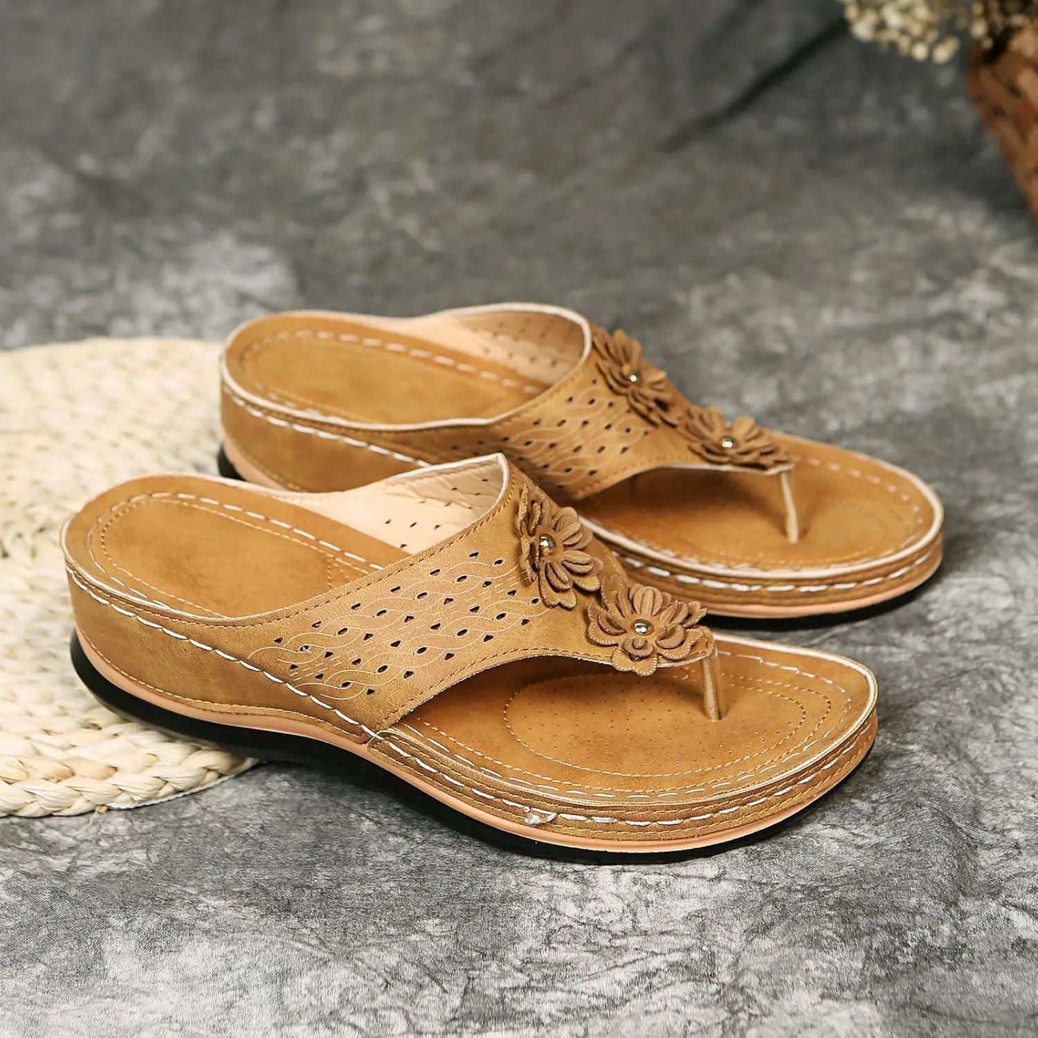 Sandals for Women Dressy Summer, Sandals with Arch Support Soft Orthotic Sandals Plantar Fasciitis Orthotic Flip Flop