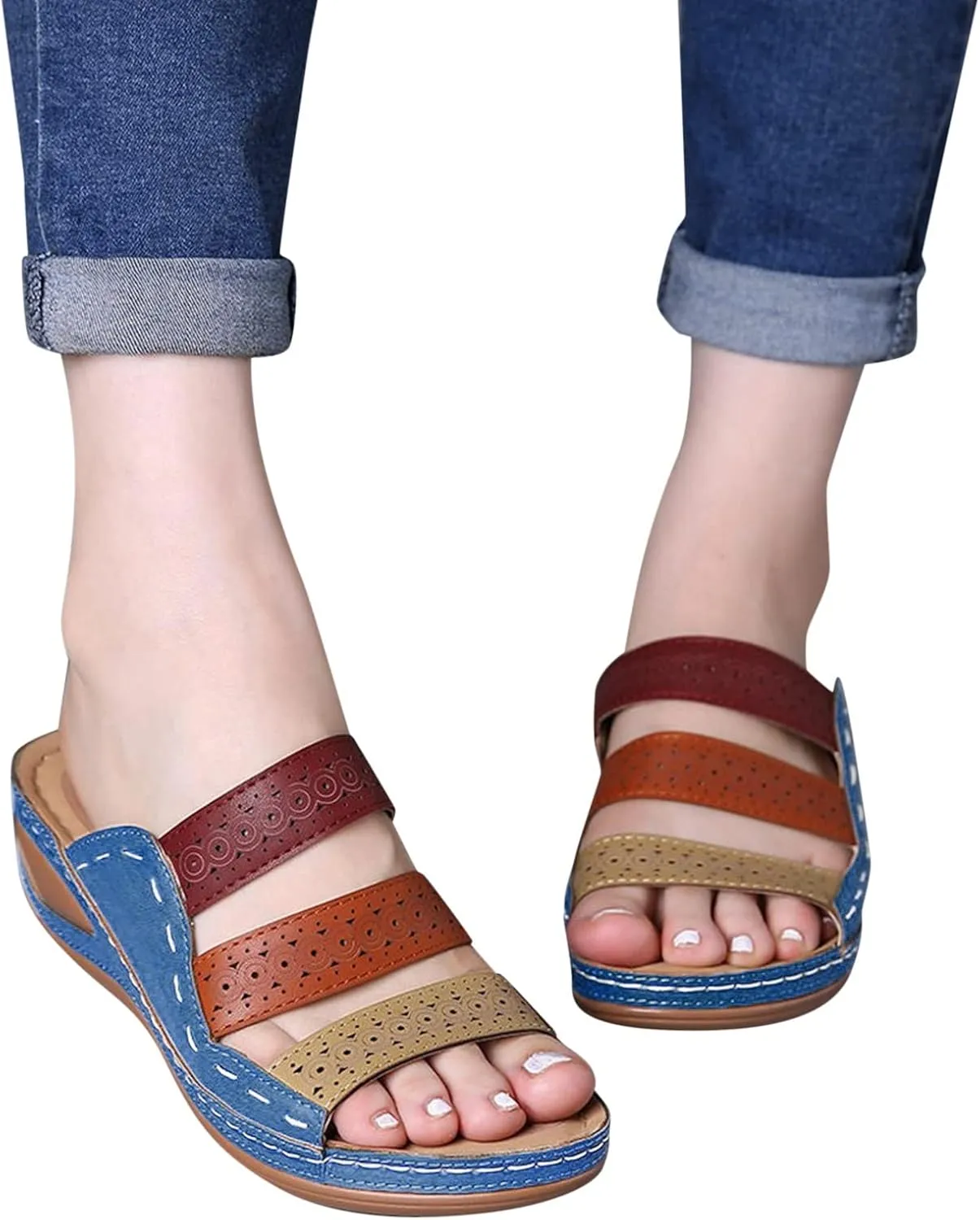 Sandals Women Comfortable, Womens Comfy Orthotic Sandals Comfortable Orthopedic Sandals Arch Support Slide Sandals