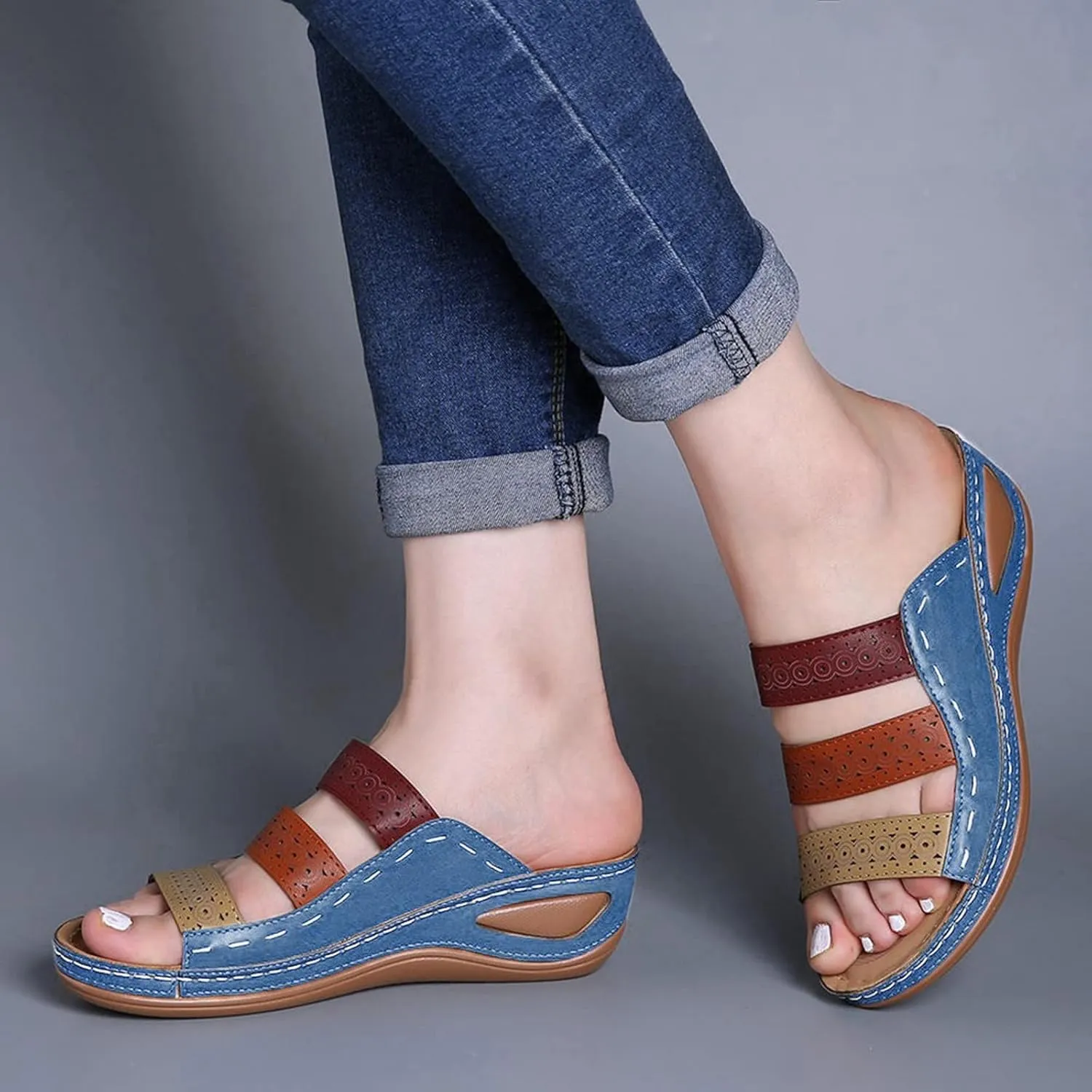 Sandals Women Comfortable, Womens Comfy Orthotic Sandals Comfortable Orthopedic Sandals Arch Support Slide Sandals