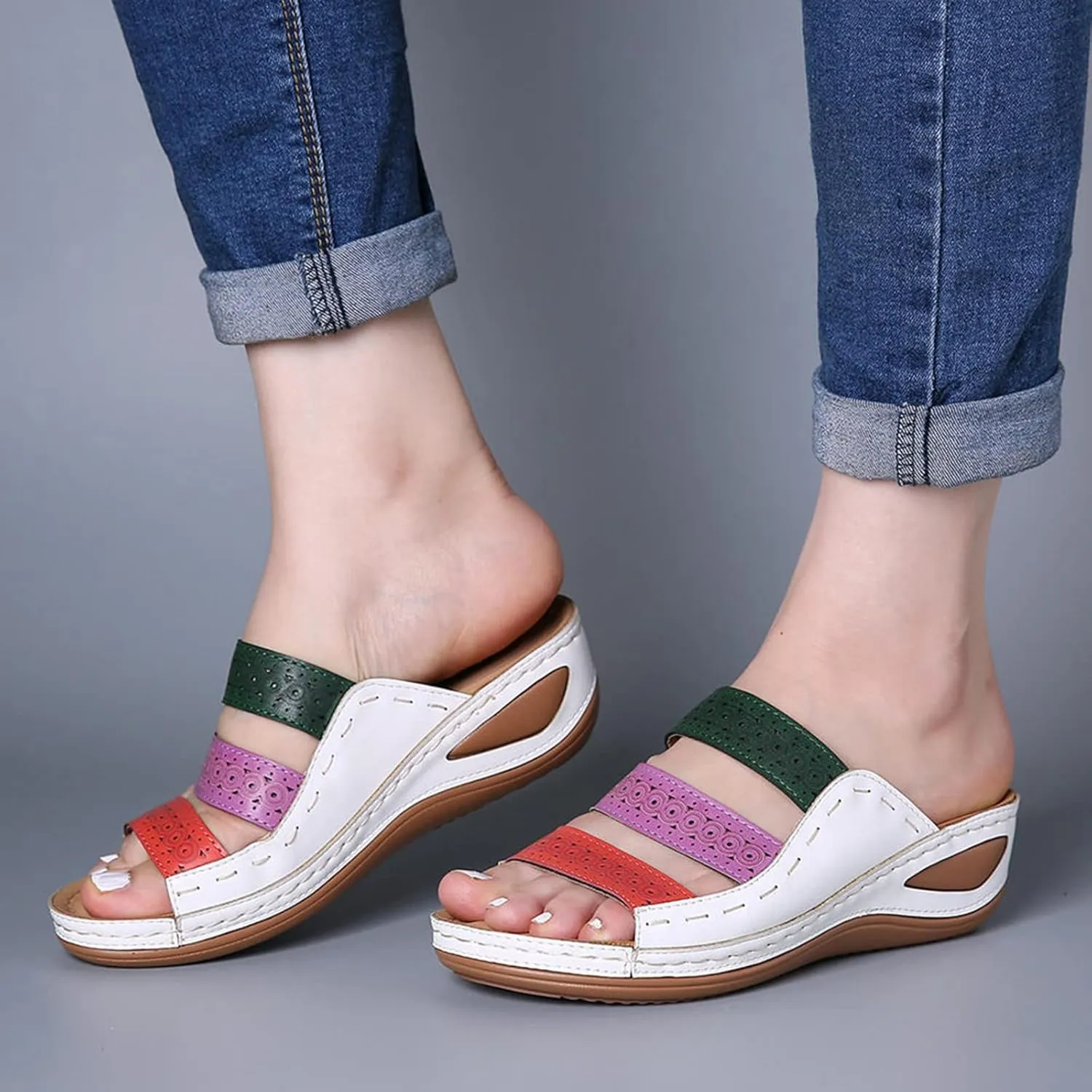 Sandals Women Comfortable, Womens Comfy Orthotic Sandals Comfortable Orthopedic Sandals Arch Support Slide Sandals
