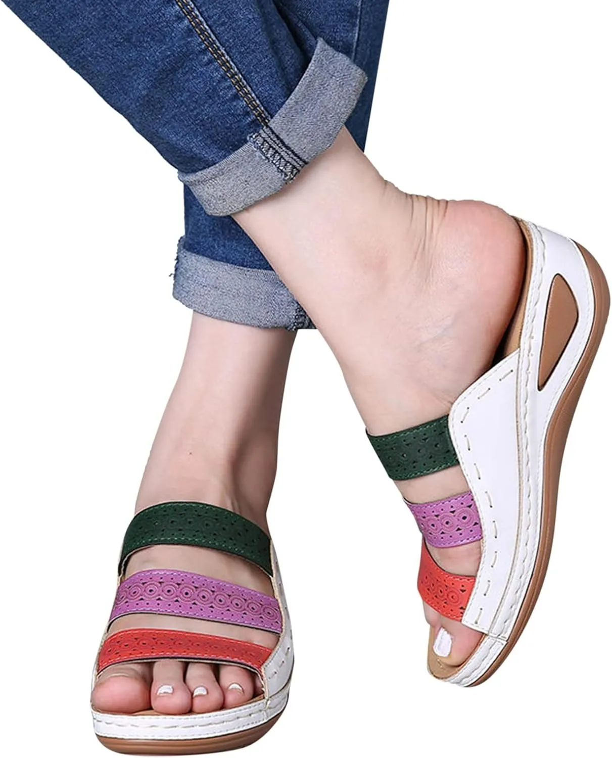 Sandals Women Comfortable, Womens Comfy Orthotic Sandals Comfortable Orthopedic Sandals Arch Support Slide Sandals