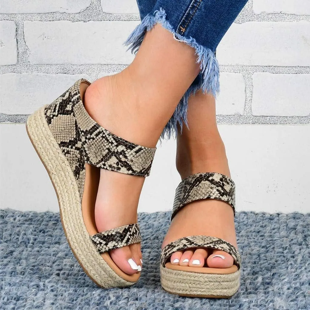 Sandals Women Fashion, Womens Wedge Sandals Leather Slip on Platform Sandal Comfortable Beach Flats Shoes