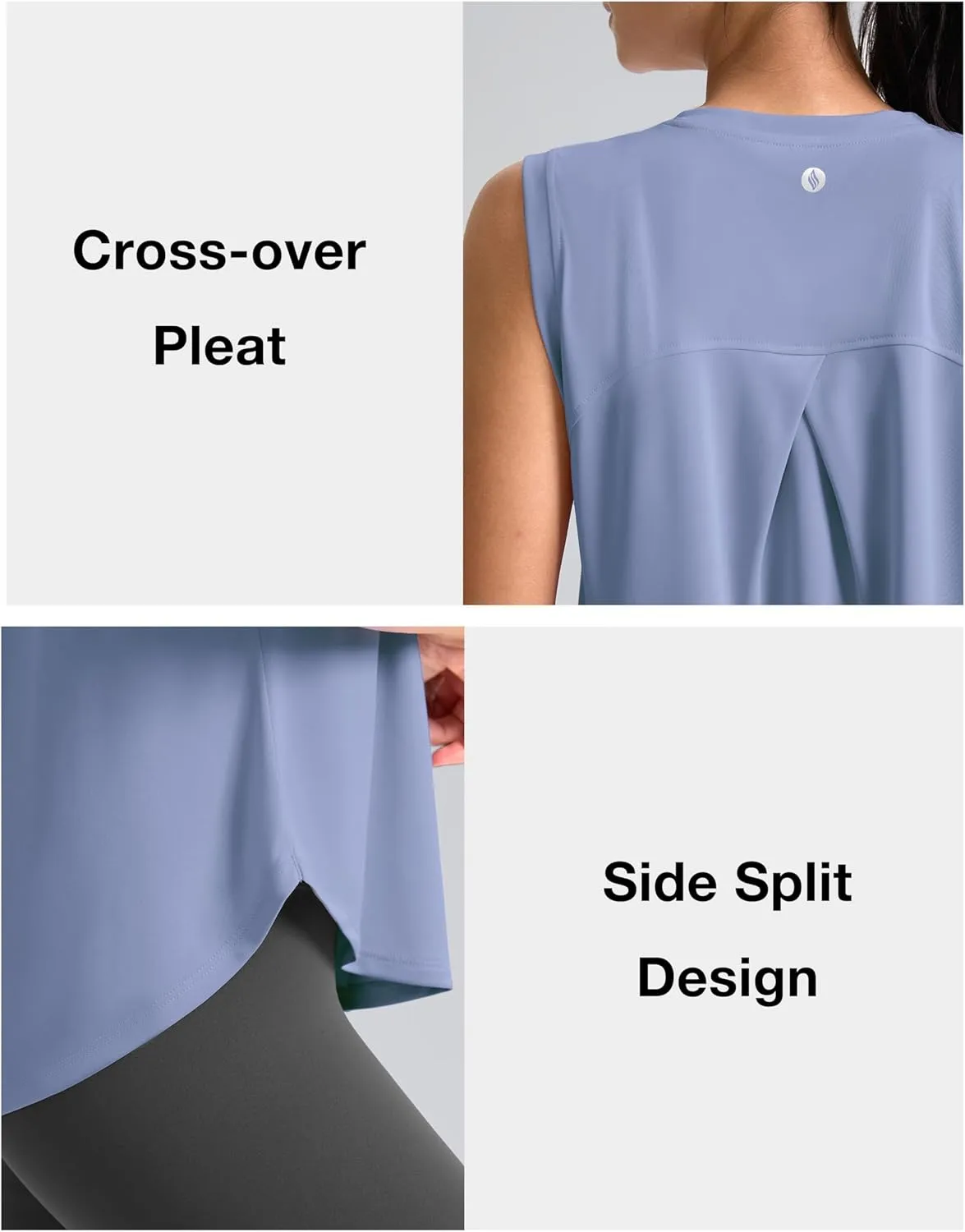 SANTINY Women's Sleeveless Workout Tops Breathable Lightweight Active Tennis Yoga Shirts Athletic Running Tank Tops for Women
