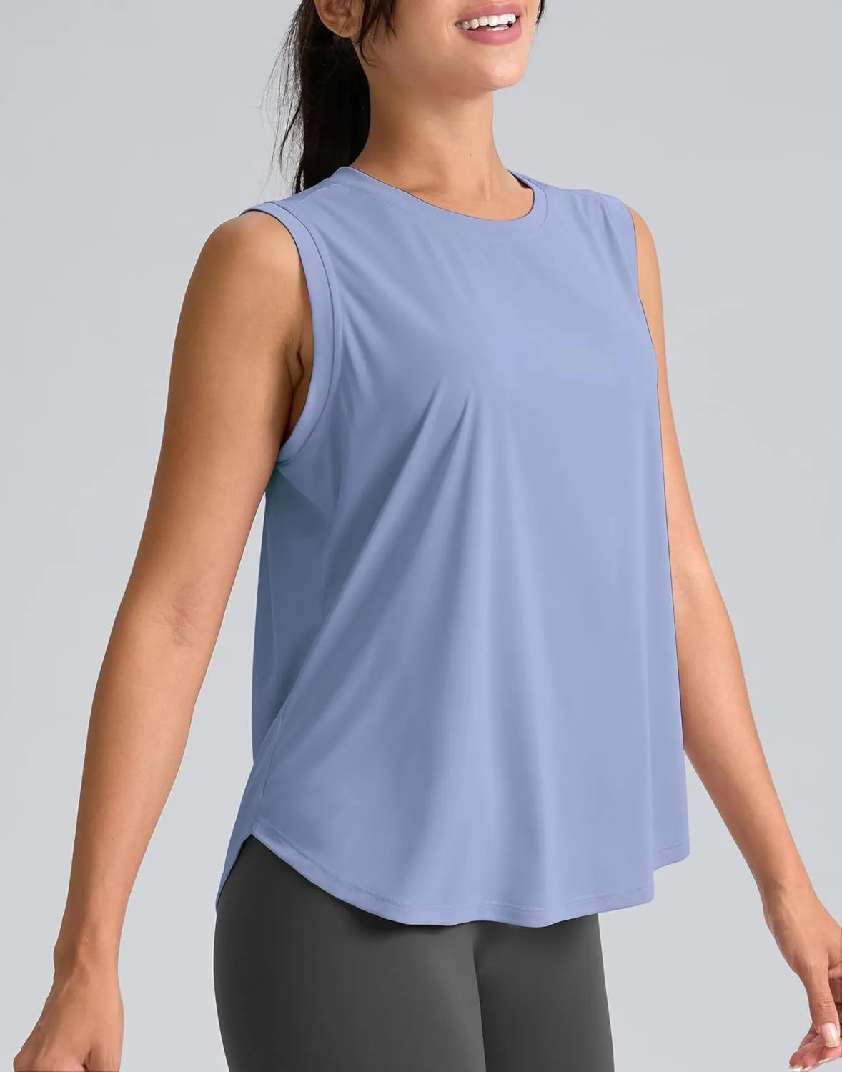 SANTINY Women's Sleeveless Workout Tops Breathable Lightweight Active Tennis Yoga Shirts Athletic Running Tank Tops for Women
