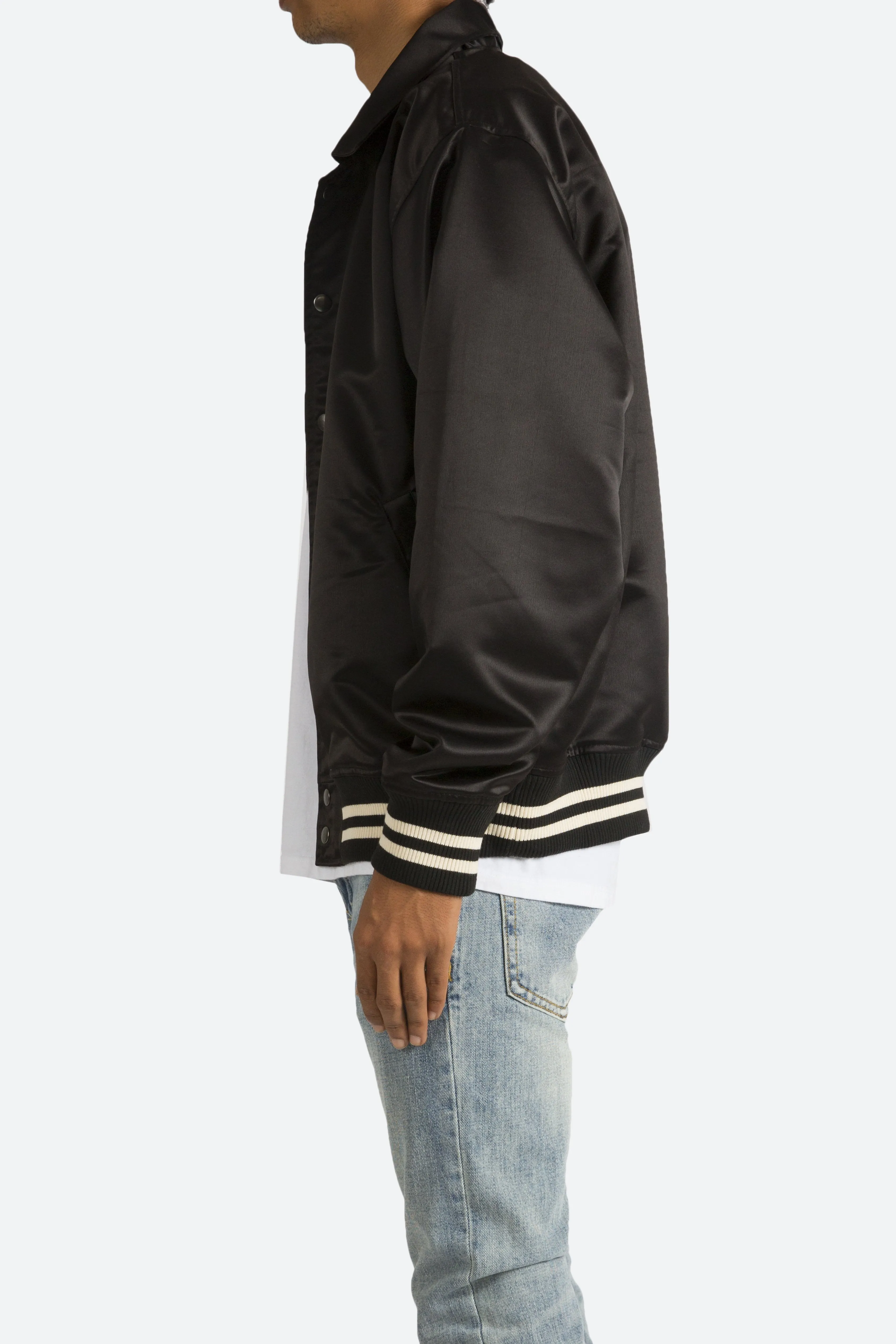 Satin Baseball Jacket - Black