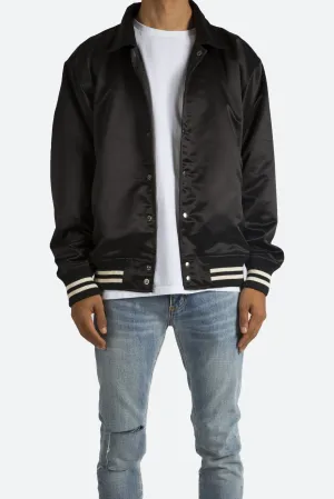 Satin Baseball Jacket - Black