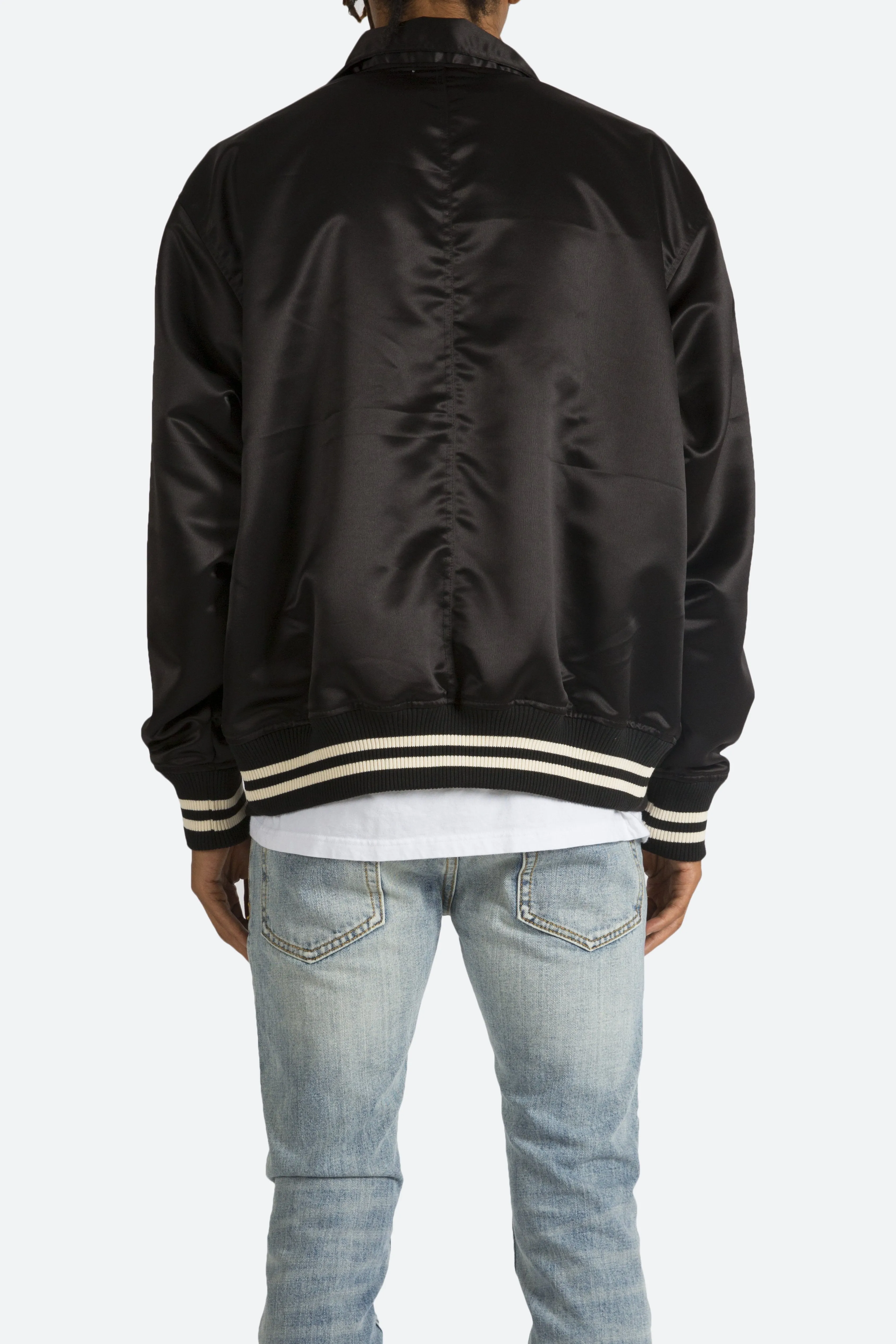 Satin Baseball Jacket - Black