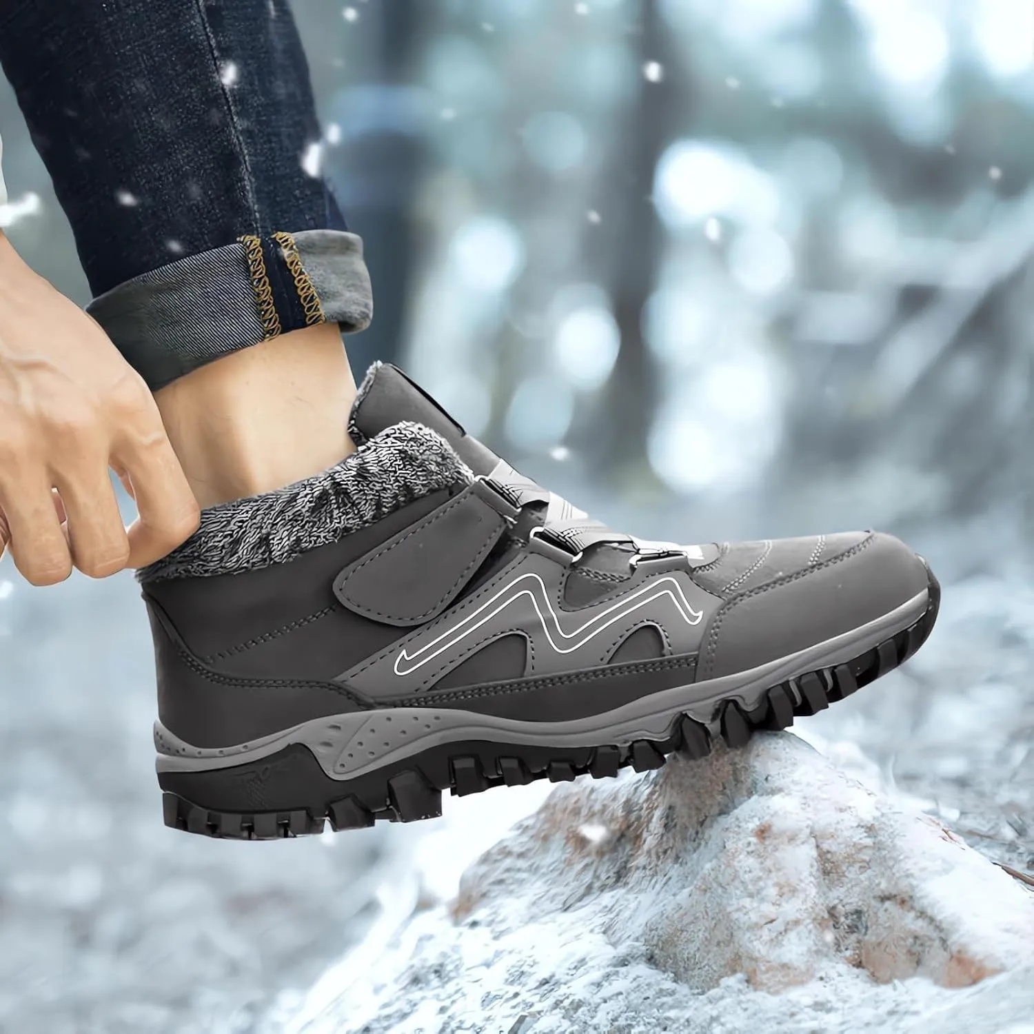 SBGMoSJ Winter Boots for Women Waterproof Snow Wide Womens Fashionable Winter Boots Extra Wide Winter Boots for Women Mid Calf Winter Boots for Women with Fur Tall Winter Boots for Women