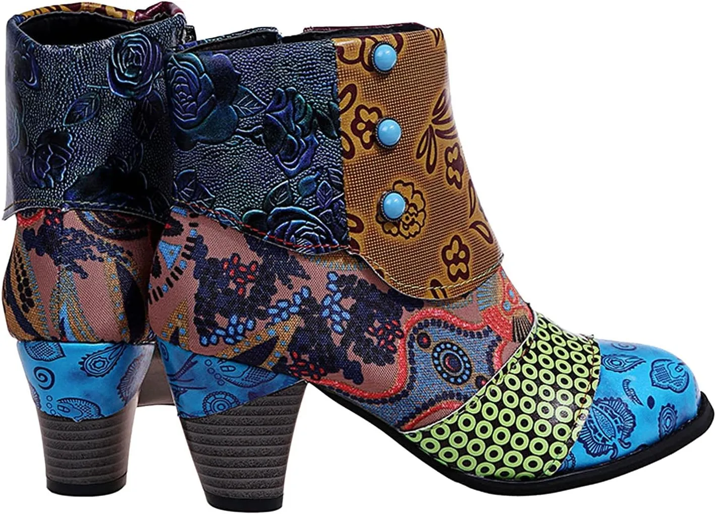 SBGMoSJ Women's Leather Ankle Boots Shoes Zipper Winter Booties Women Shoes Boots Ankle Heels Womens Ankle Boots Cutout Western Womens Short Brown Square Toe Cowboy Boots Ankle Boot Women Wide