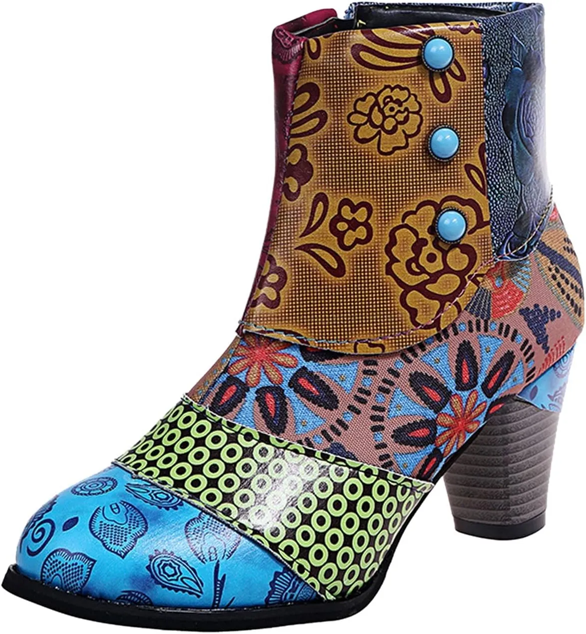SBGMoSJ Women's Leather Ankle Boots Shoes Zipper Winter Booties Women Shoes Boots Ankle Heels Womens Ankle Boots Cutout Western Womens Short Brown Square Toe Cowboy Boots Ankle Boot Women Wide