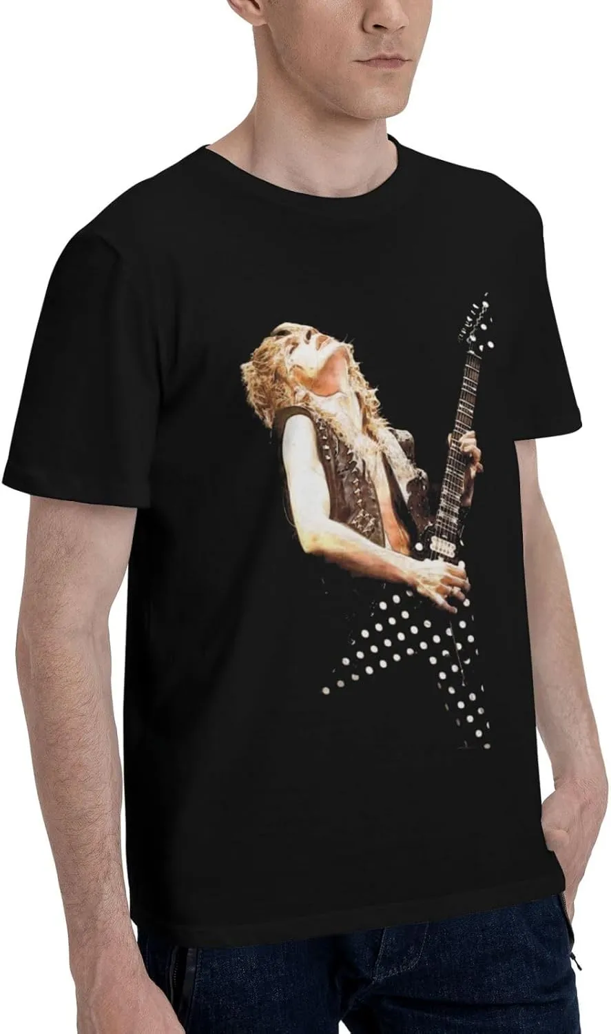 Shirt Men Short Sleeve Crew Neck T-Shirt Casual Fun Rock Printed Tee