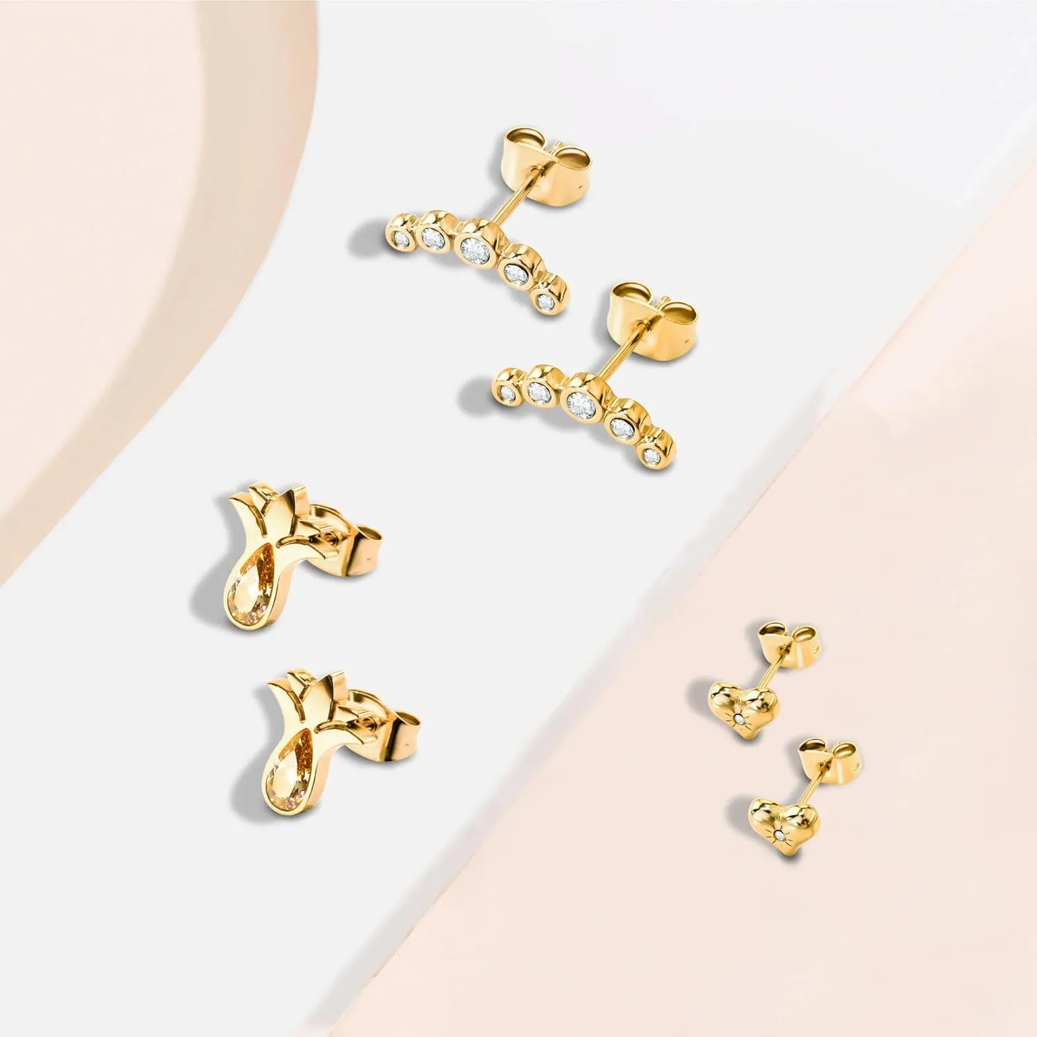Silver Earrings for women Tiny Cute Heart/Star/Cross/Huggie/Geometric/Triangle/Elephant Stud earrings Hypoallergenic Surgical Steel Small for Women Mother's Day Gifts