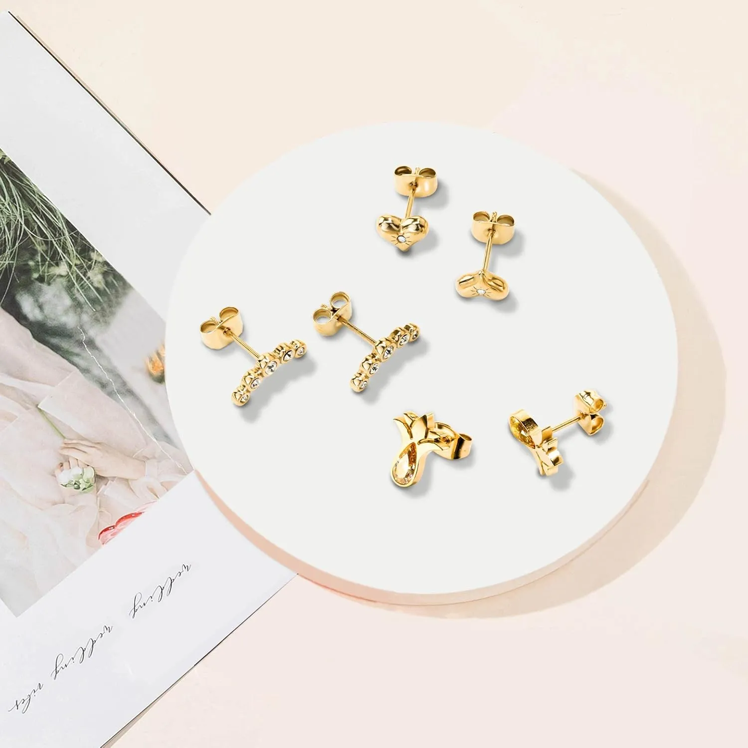 Silver Earrings for women Tiny Cute Heart/Star/Cross/Huggie/Geometric/Triangle/Elephant Stud earrings Hypoallergenic Surgical Steel Small for Women Mother's Day Gifts