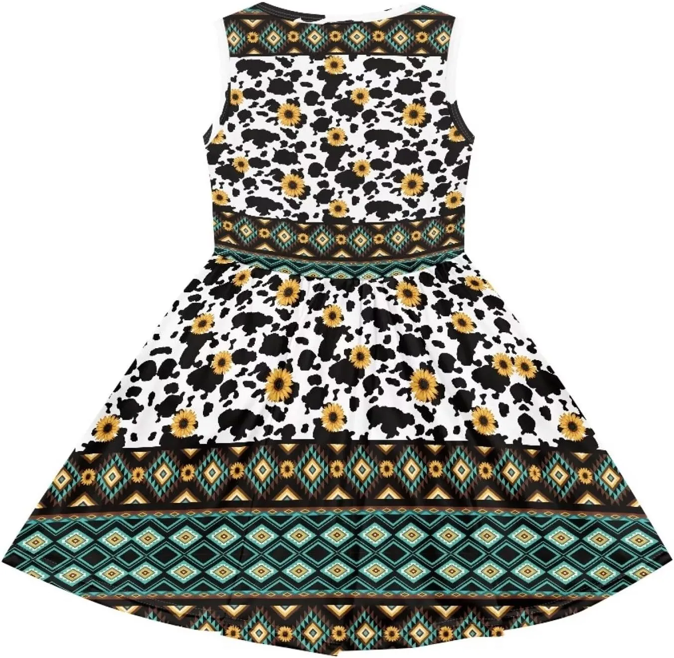 Sleeveless Cute Floral Dress for Girls Swing Loose Fit Sundress with Pockets Playwear