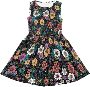 Sleeveless Cute Floral Dress for Girls Swing Loose Fit Sundress with Pockets Playwear
