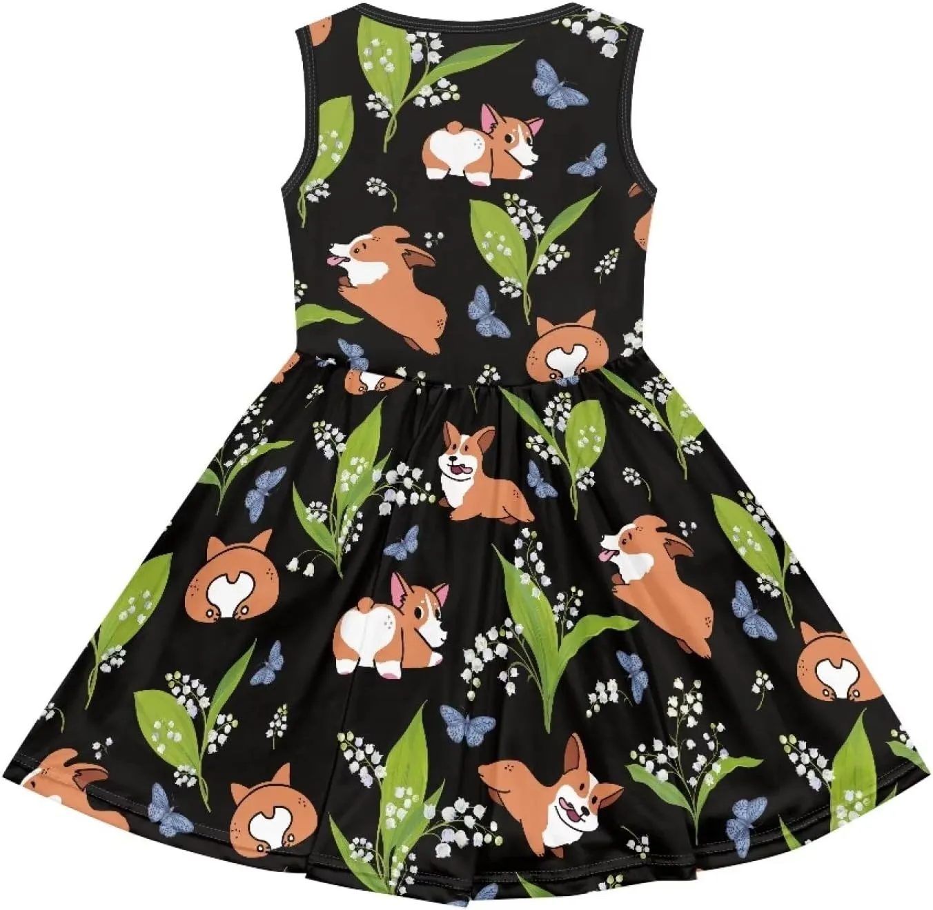 Sleeveless Cute Floral Dress for Girls Swing Loose Fit Sundress with Pockets Playwear