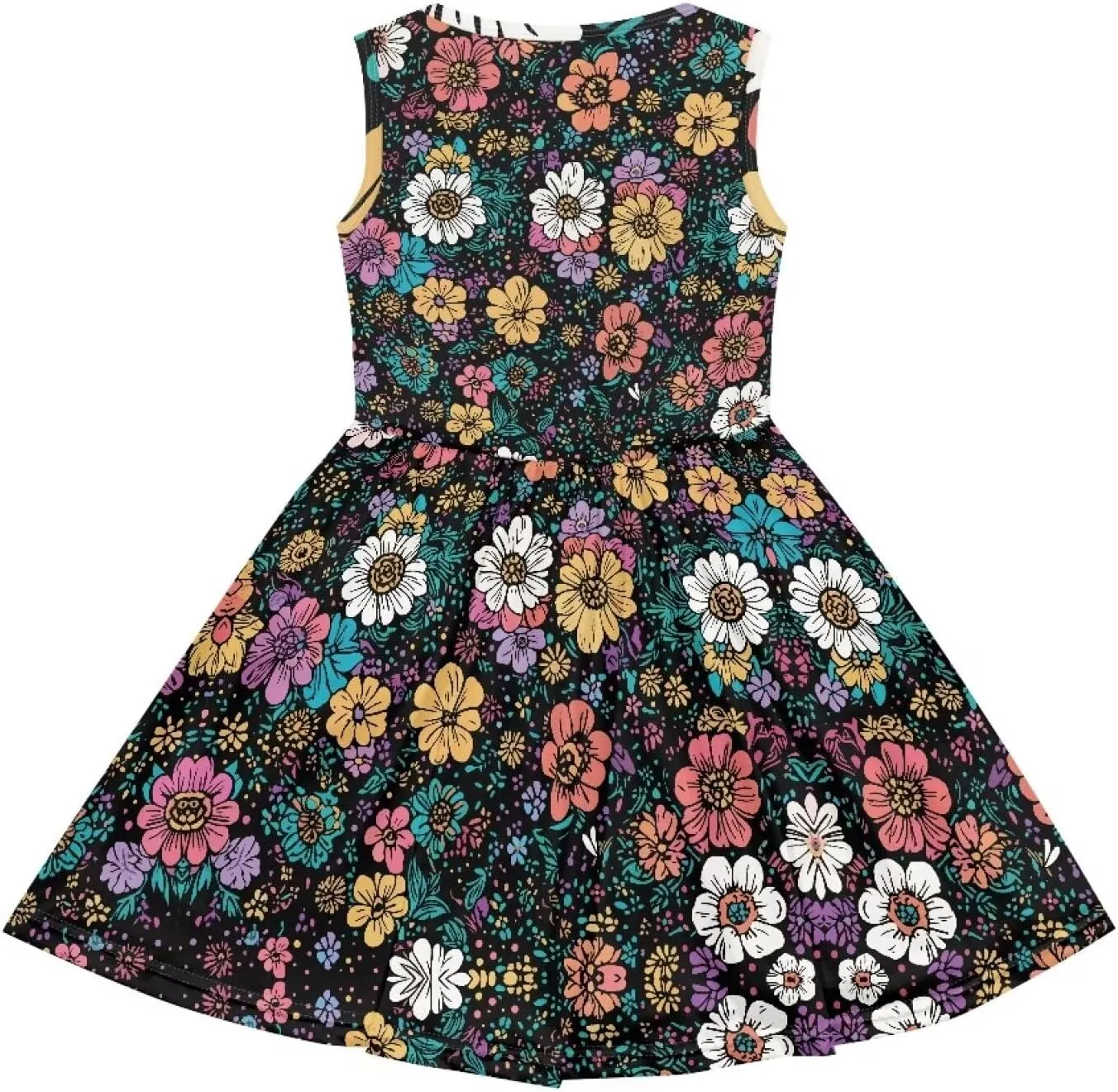 Sleeveless Cute Floral Dress for Girls Swing Loose Fit Sundress with Pockets Playwear
