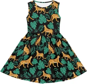 Sleeveless Cute Floral Dress for Girls Swing Loose Fit Sundress with Pockets Playwear