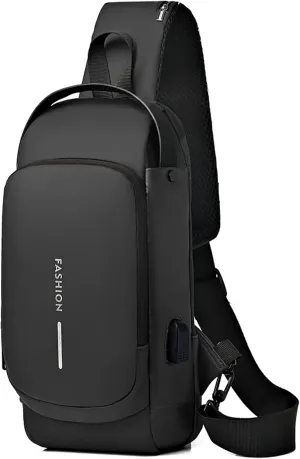 Sling Bag for Men Anti-Theft USB Crossbody Backpack Waterproof Chest Daypack