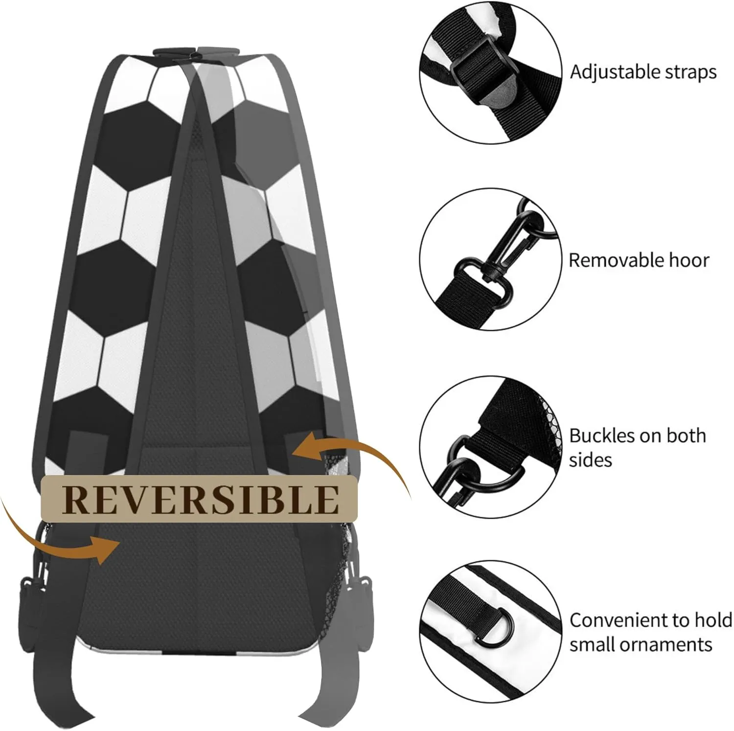 Sling Bag for Women Men, Crossbody Sling Backpack Chest Daypack Cross Body Bag Shoulder Bag (Soccer)
