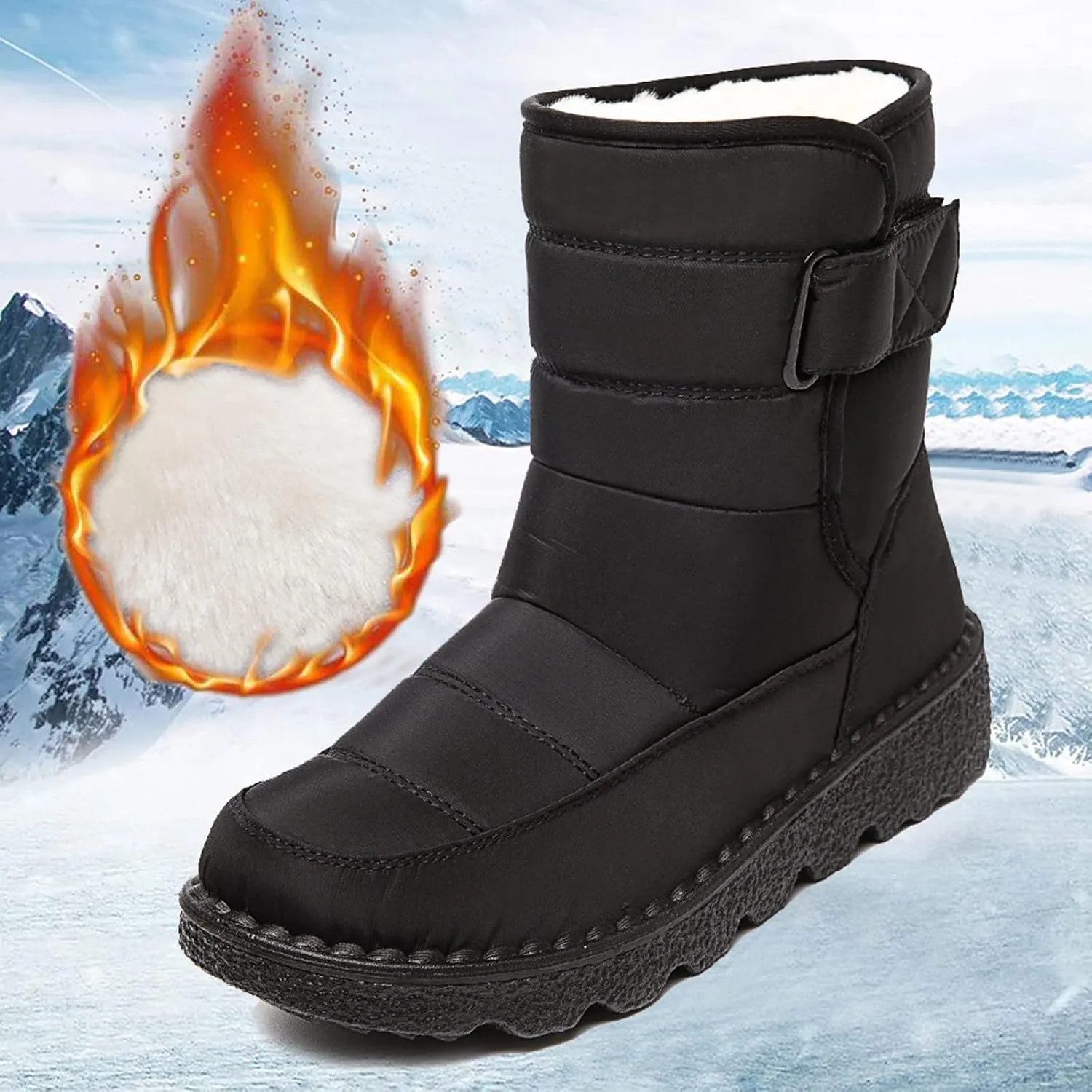 Slip on Winter Boots for Women Cute Snow Boot Women Wide Waterproof Winter Boots Slip on Womens Wide Snow Boots for Women Waterproof Botas De Invierno Contra Agua Mujer