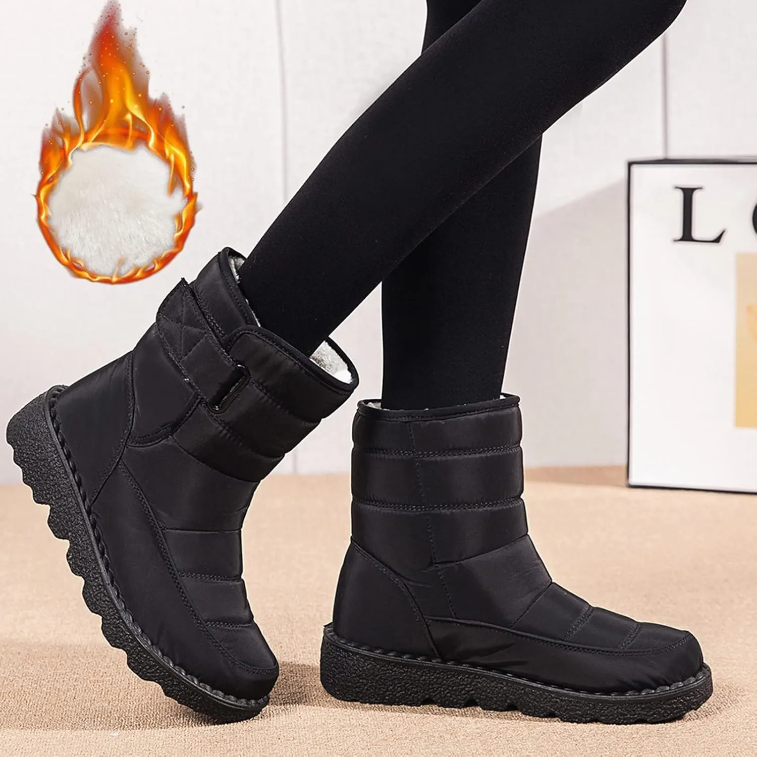 Slip on Winter Boots for Women Cute Snow Boot Women Wide Waterproof Winter Boots Slip on Womens Wide Snow Boots for Women Waterproof Botas De Invierno Contra Agua Mujer
