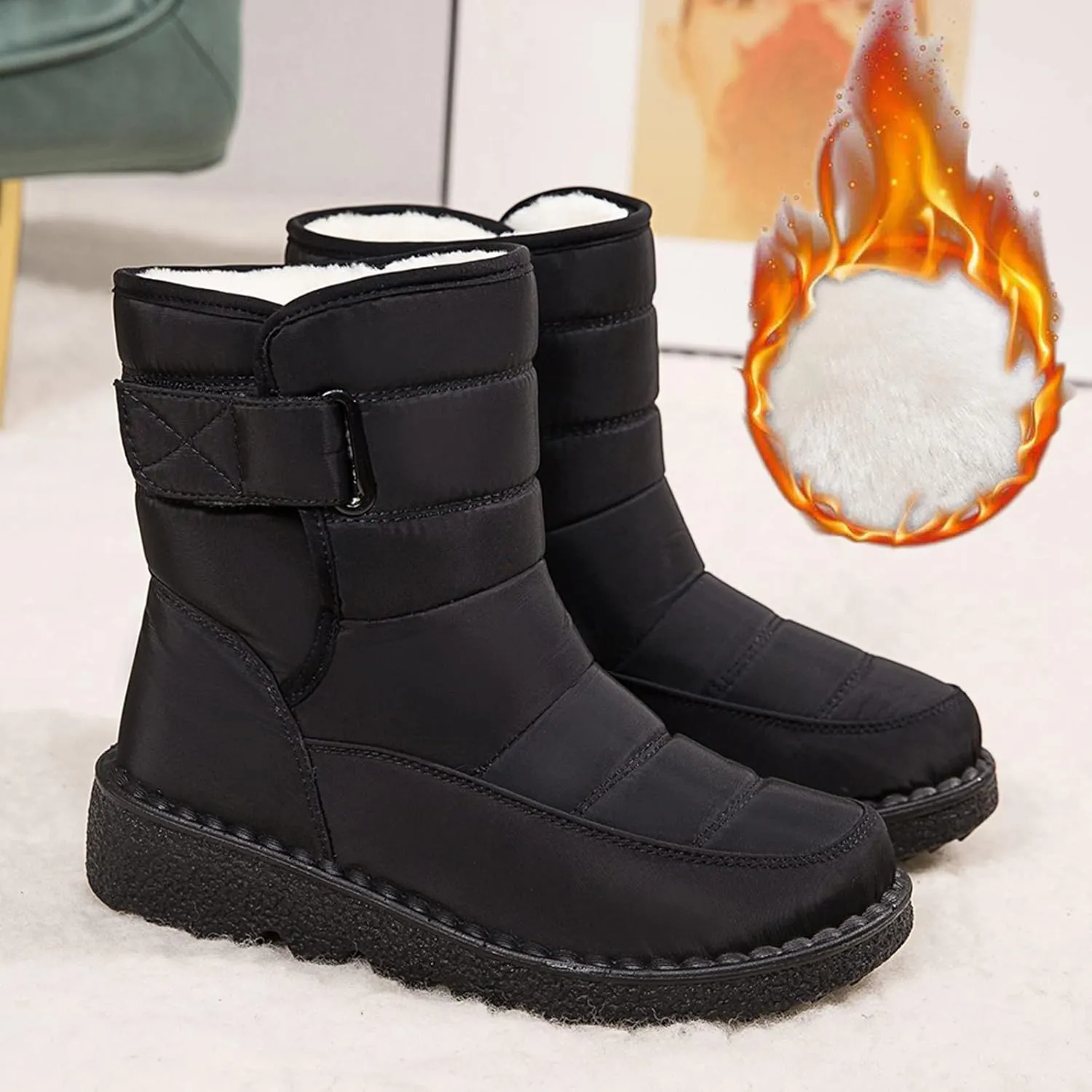 Slip on Winter Boots for Women Cute Snow Boot Women Wide Waterproof Winter Boots Slip on Womens Wide Snow Boots for Women Waterproof Botas De Invierno Contra Agua Mujer