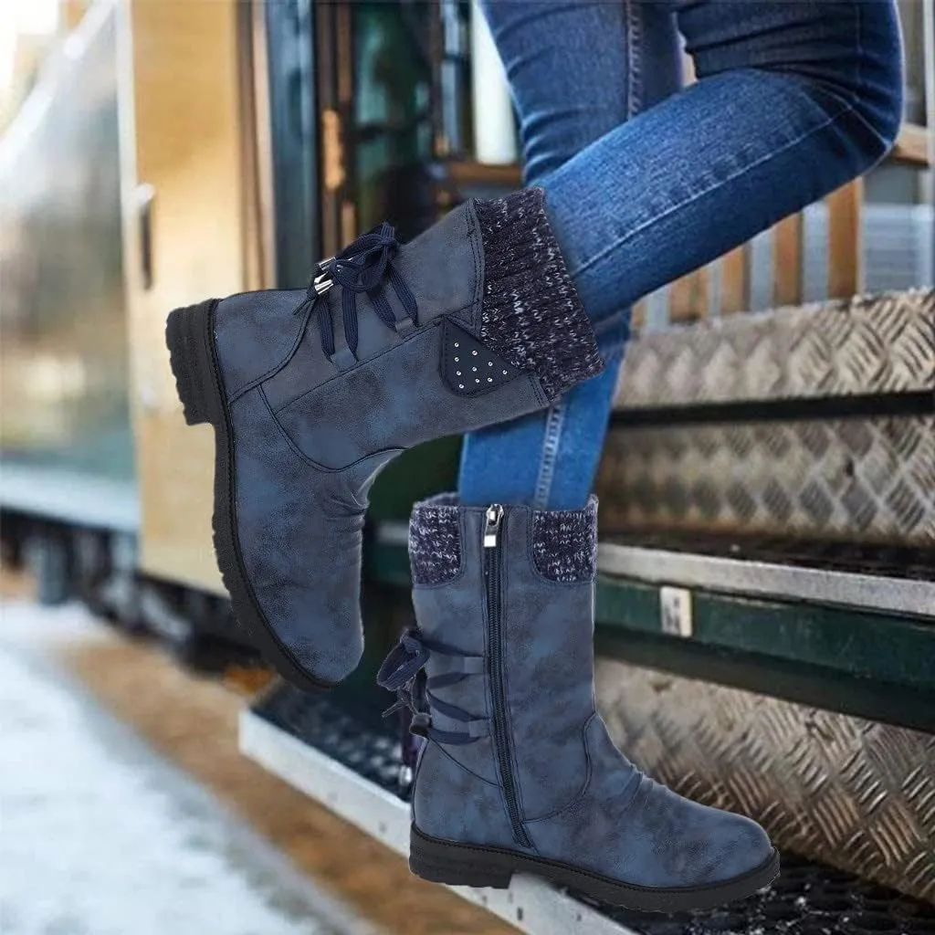 Slip on Winter Boots for Women Tall Womens Tall Waterproof Rubber Boots R Warm for Snow Women's Leather Winter Boots White Snow Boots Waterproof Calf Botas De Invierno Para Mujeres Bajitas