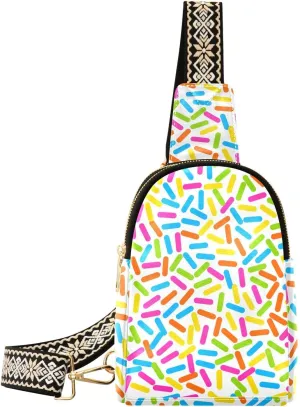 Small Sling Bag for Women Donut Sweet Glaze PC Leather Fanny Pack Crossbody Fashion Waist Packs Chest Bag for Travel Sports Running Hiking