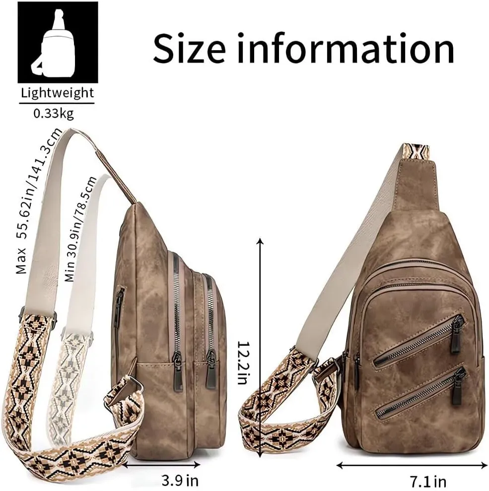 Small Sling Bags for Women Crossbody Purse Trendy Anti Theft PU Leather Pack Waist Chest for Travel Daypack
